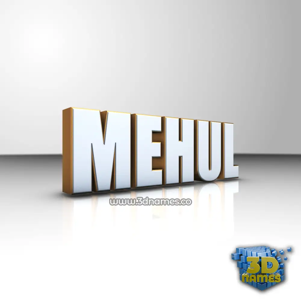 mehul in White'n'Gold style - 3D name wallpaper