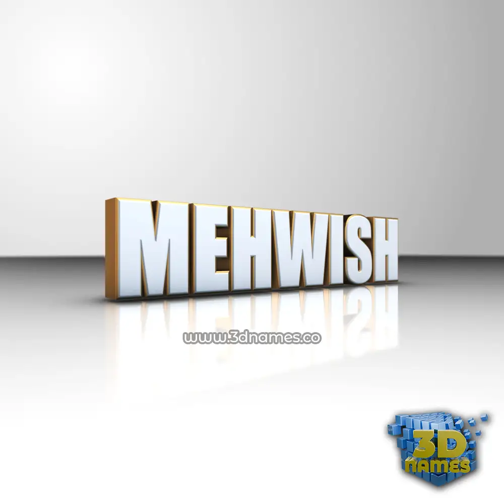 mehwish in White'n'Gold style - 3D name wallpaper