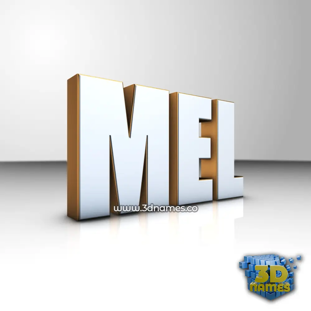 mel in White'n'Gold style - 3D name wallpaper