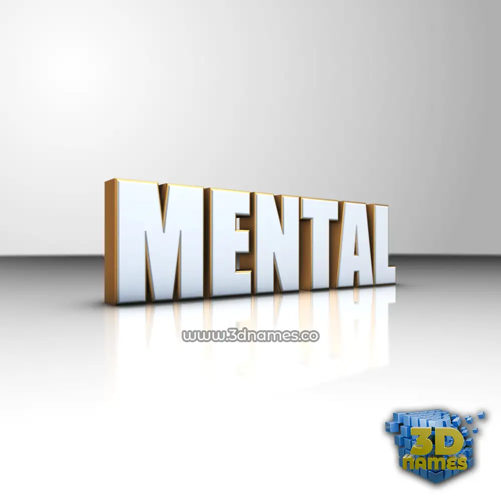 mental in White'n'Gold style - 3D name wallpaper