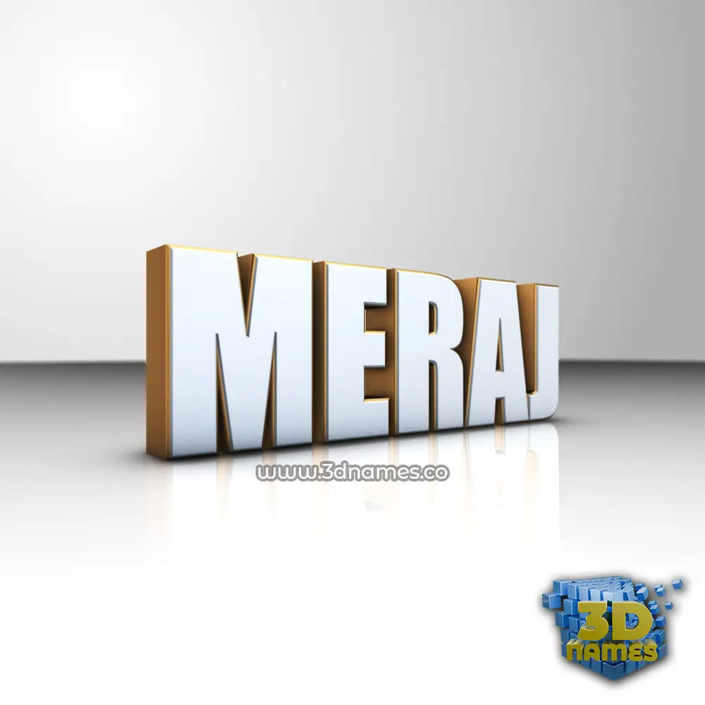 meraj in White'n'Gold style - 3D name wallpaper