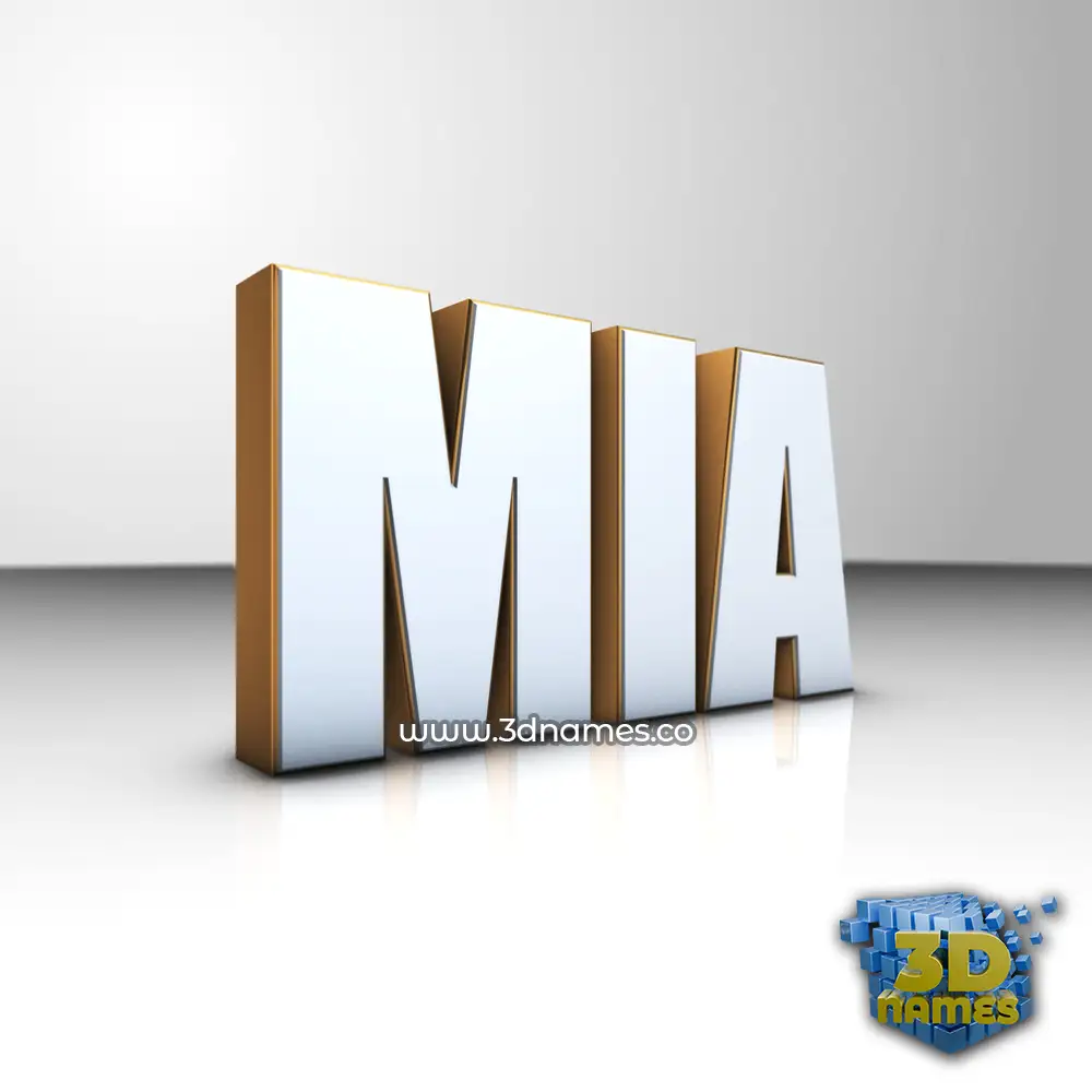 mia in White'n'Gold style - 3D name wallpaper