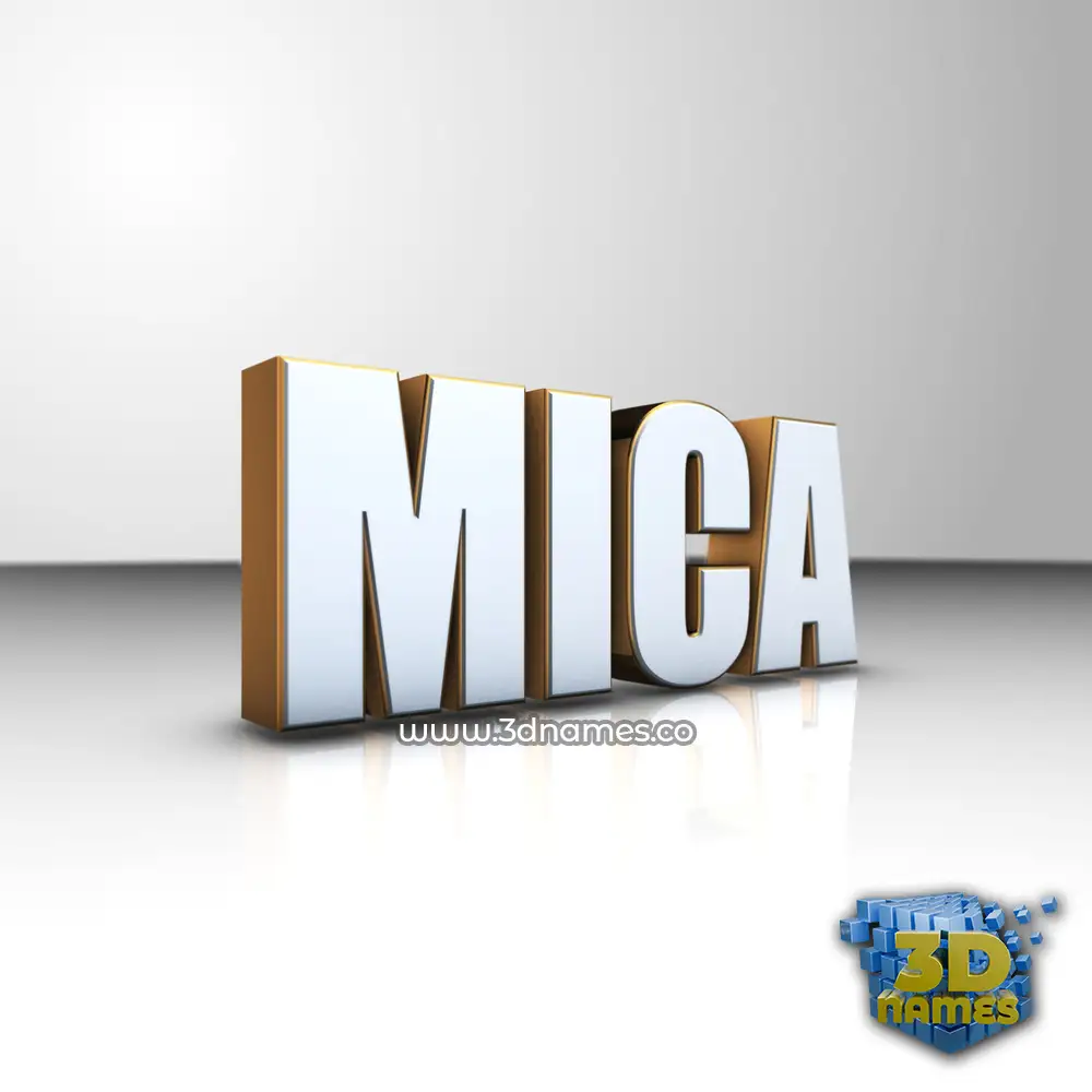 mica in White'n'Gold style - 3D name wallpaper