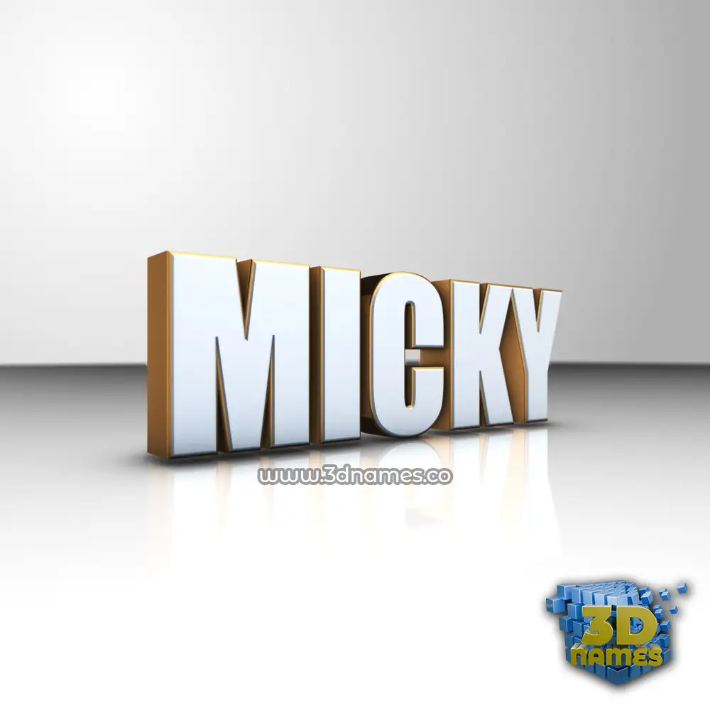 micky in White'n'Gold style - 3D name wallpaper