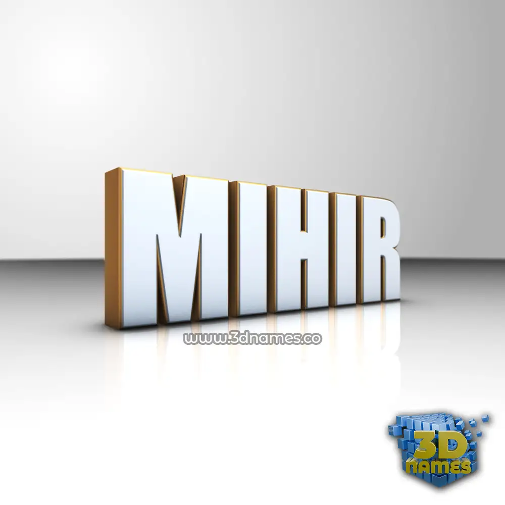 mihir in White'n'Gold style - 3D name wallpaper