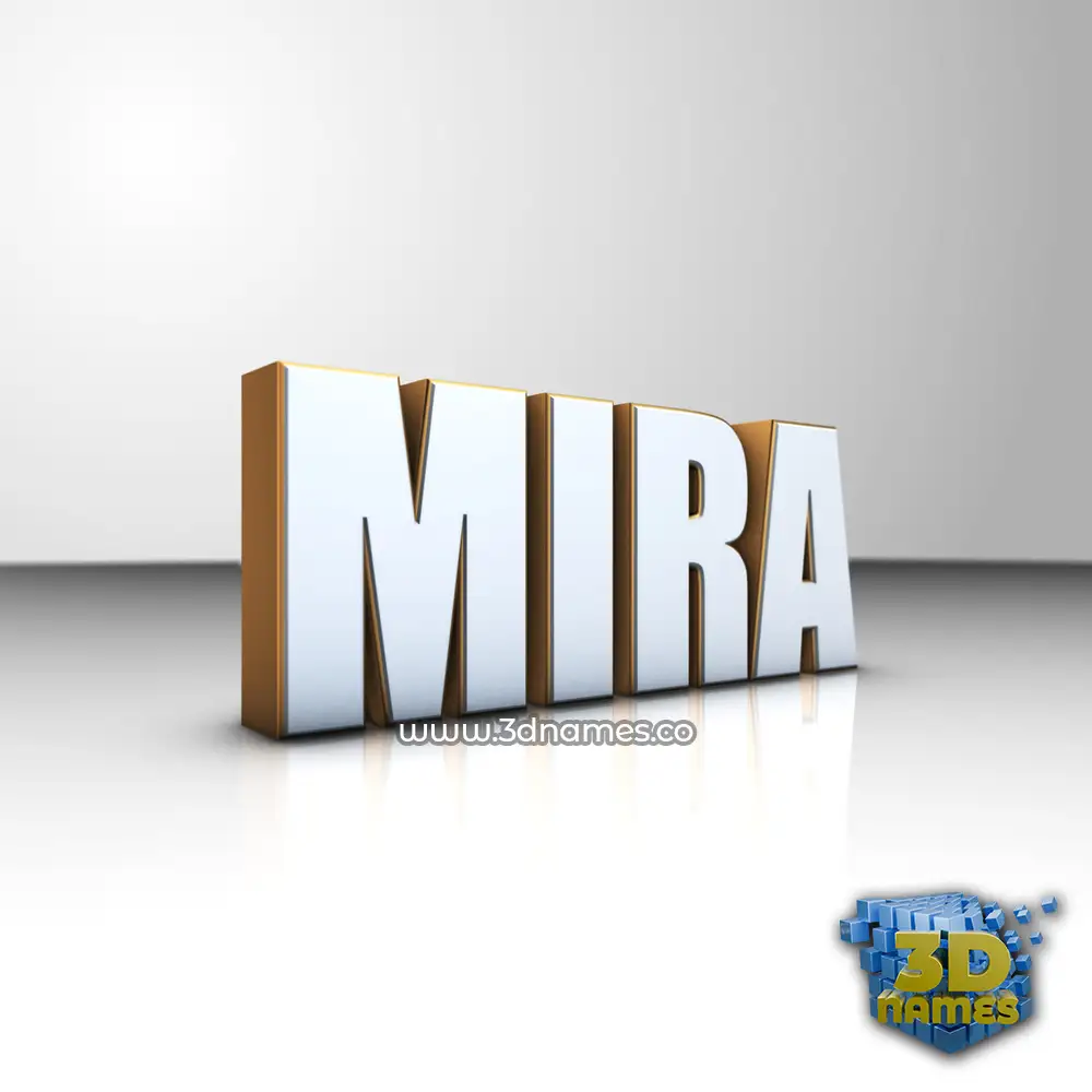 mira in White'n'Gold style - 3D name wallpaper