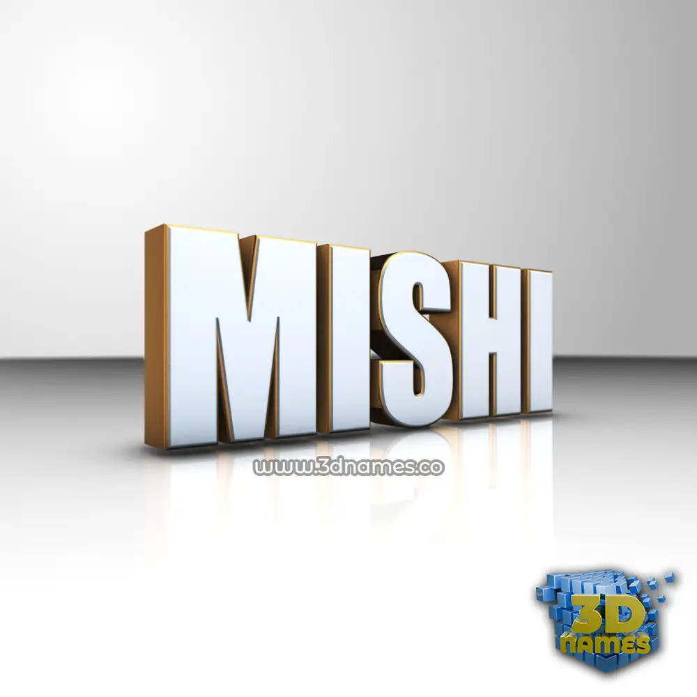mishi in White'n'Gold style - 3D name wallpaper