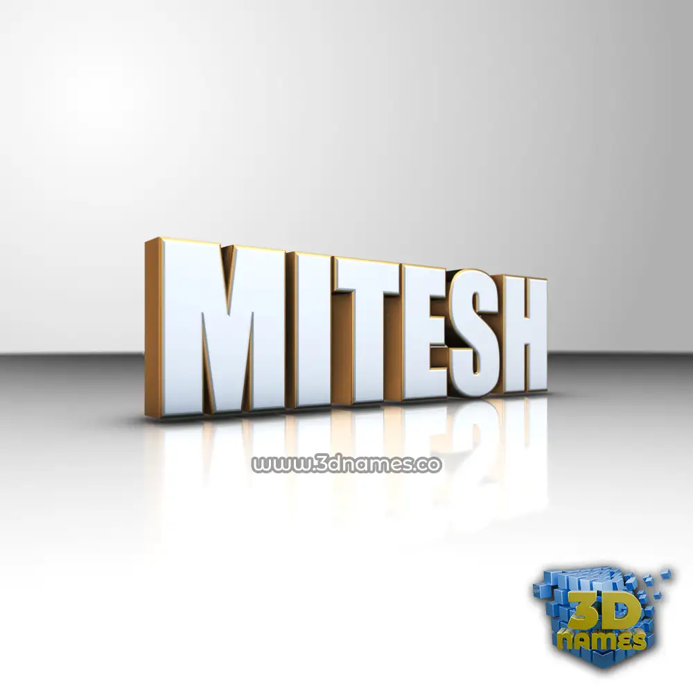 mitesh in White'n'Gold style - 3D name wallpaper