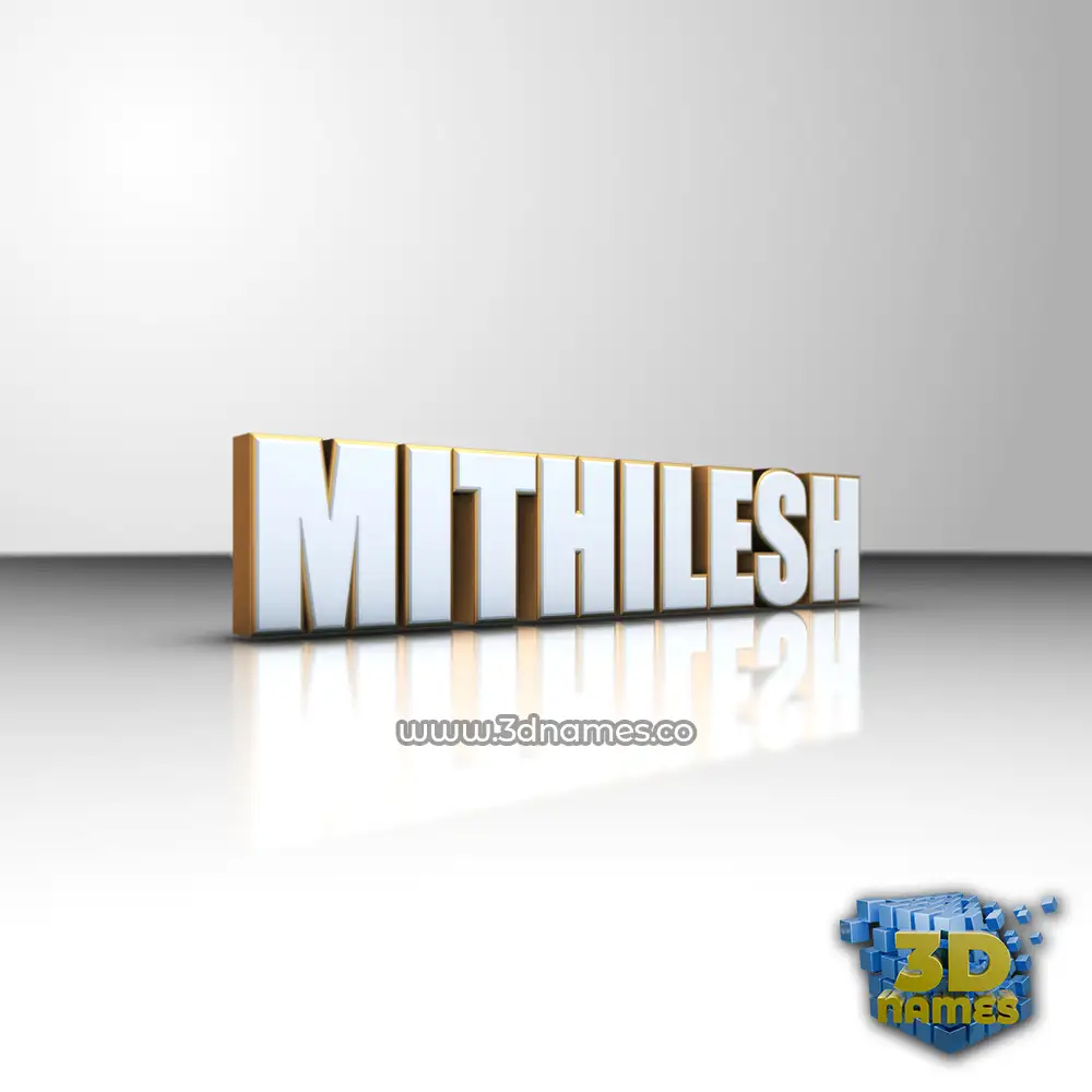mithilesh in White'n'Gold style - 3D name wallpaper