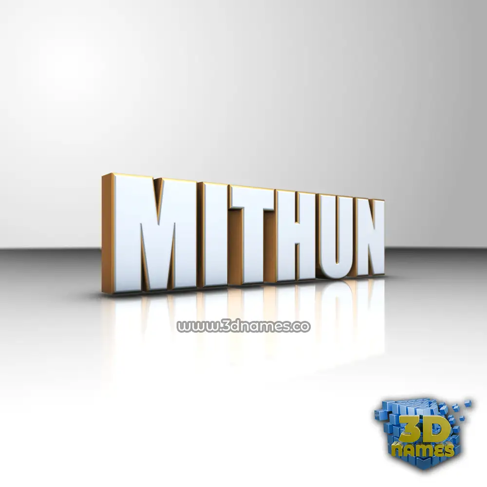 mithun in White'n'Gold style - 3D name wallpaper