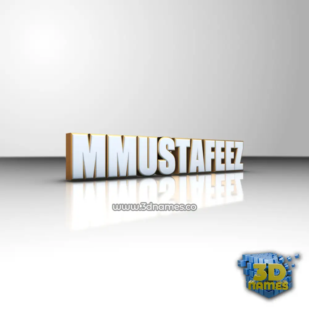 mmustafeez in White'n'Gold style - 3D name wallpaper