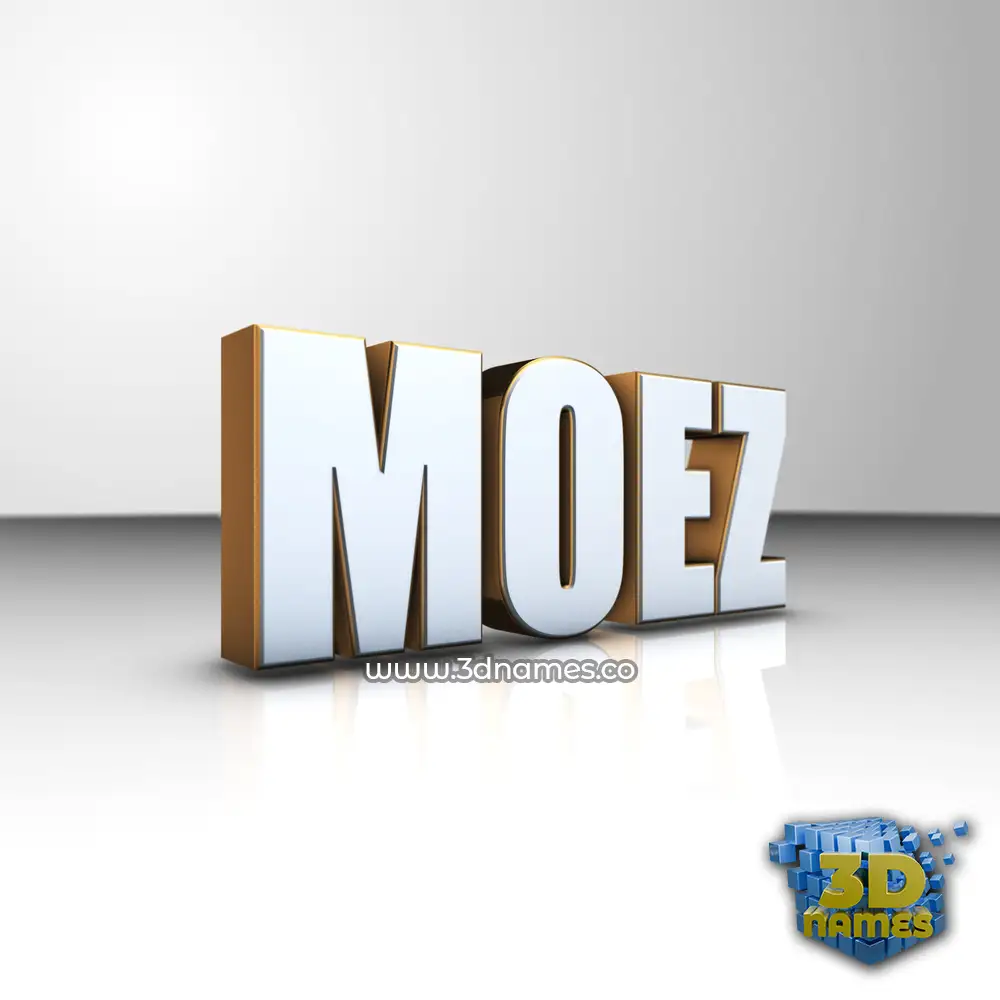 moez in White'n'Gold style - 3D name wallpaper