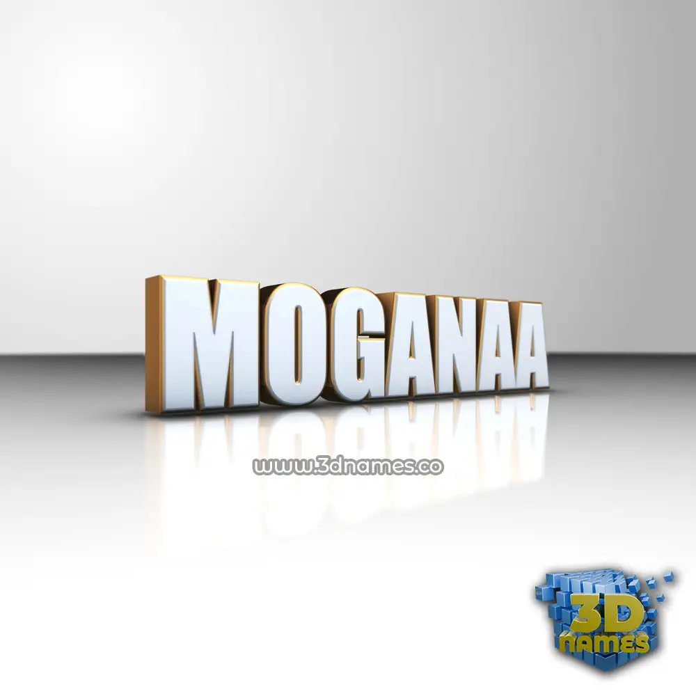moganaa in White'n'Gold style - 3D name wallpaper