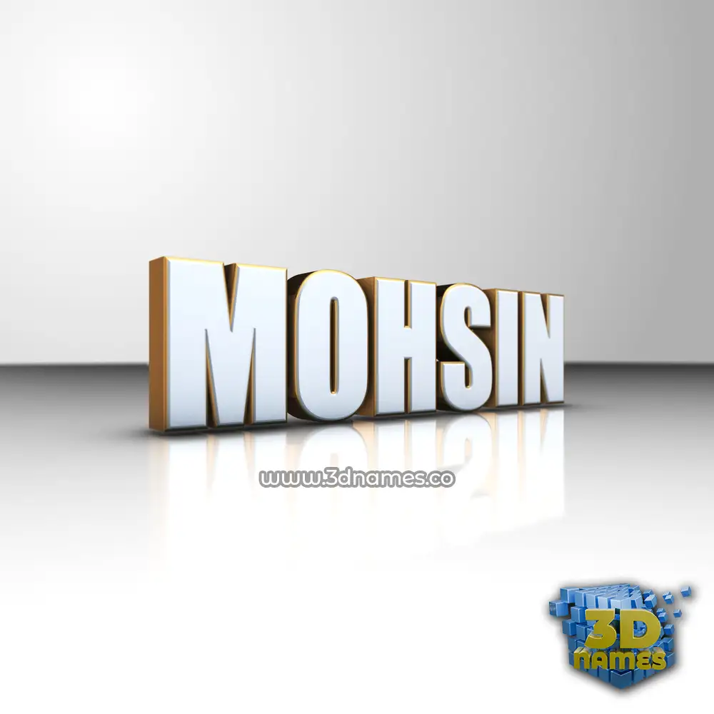 mohsin in White'n'Gold style - 3D name wallpaper