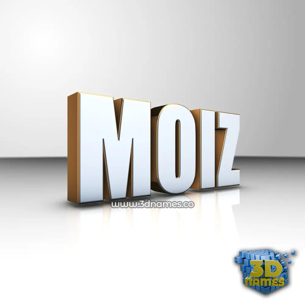 moiz in White'n'Gold style - 3D name wallpaper