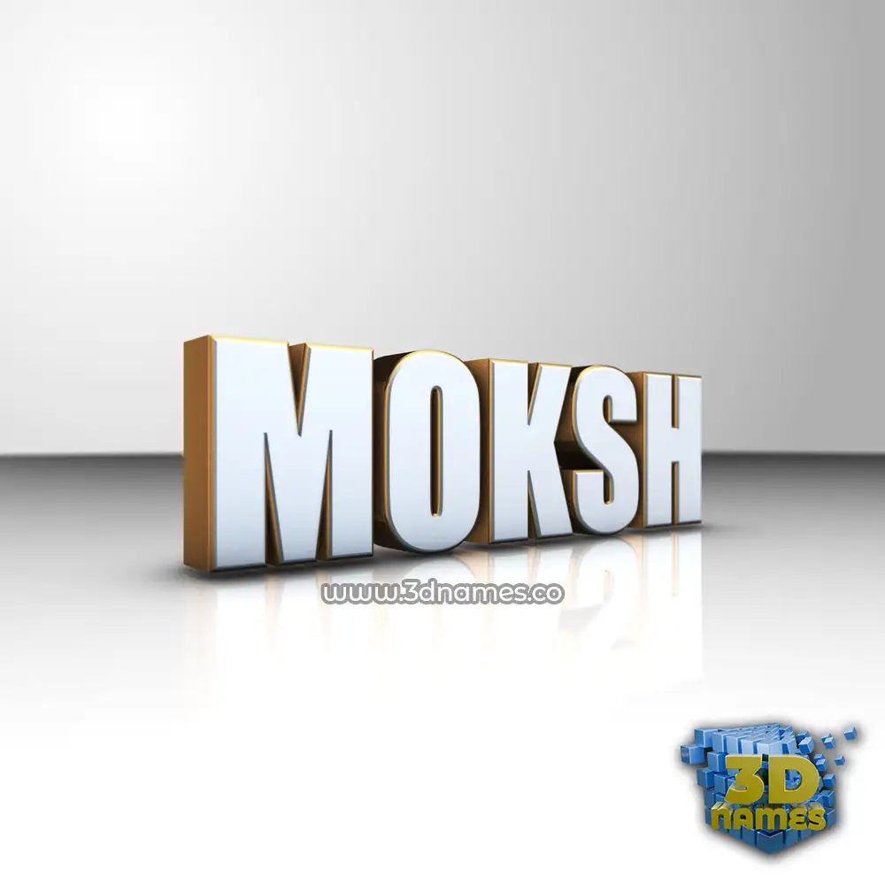 moksh in White'n'Gold style - 3D name wallpaper