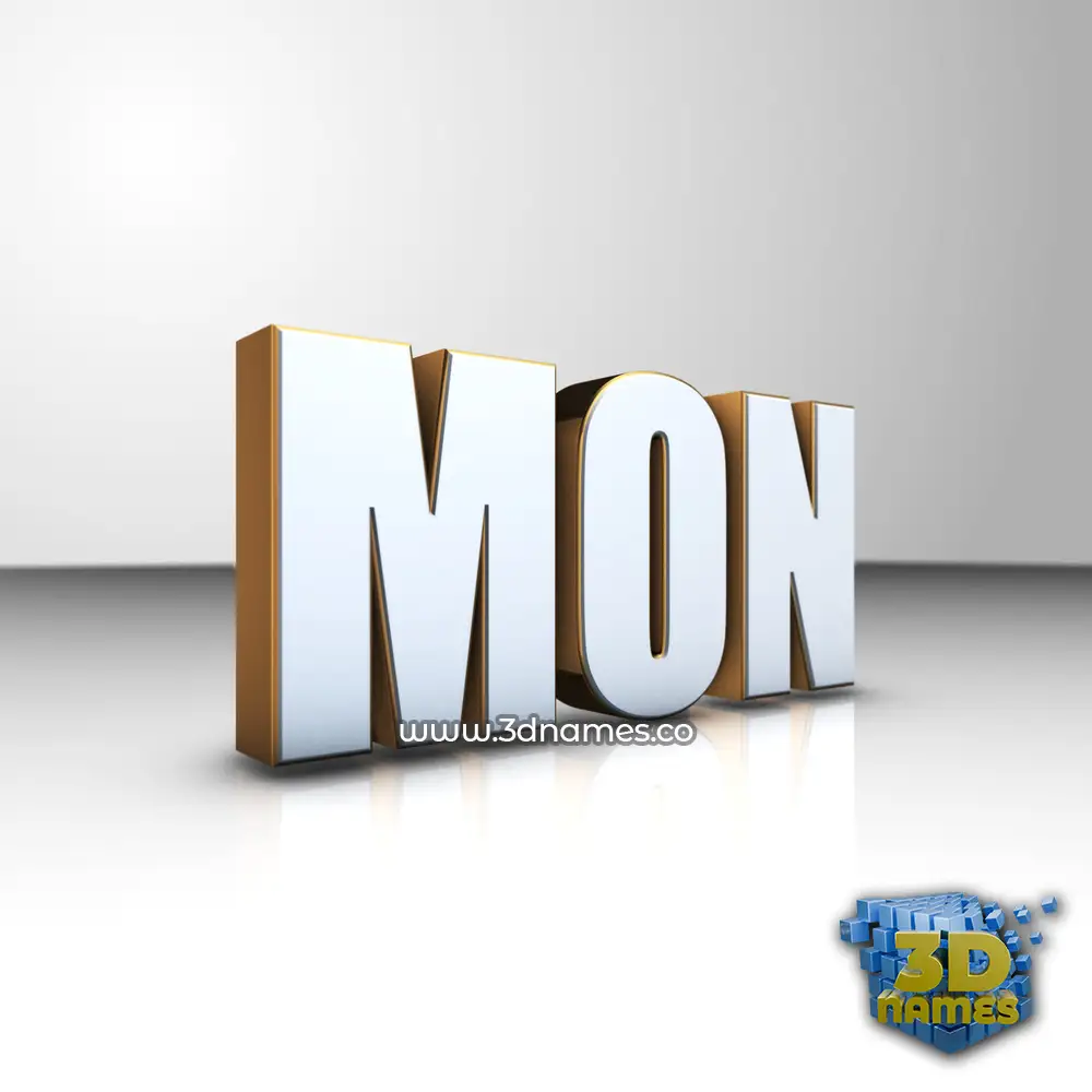 mon in White'n'Gold style - 3D name wallpaper