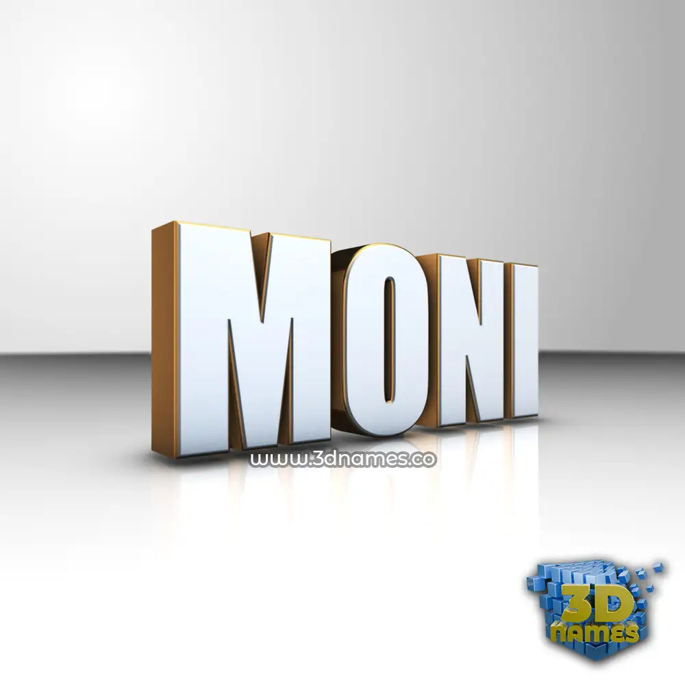 moni in White'n'Gold style - 3D name wallpaper