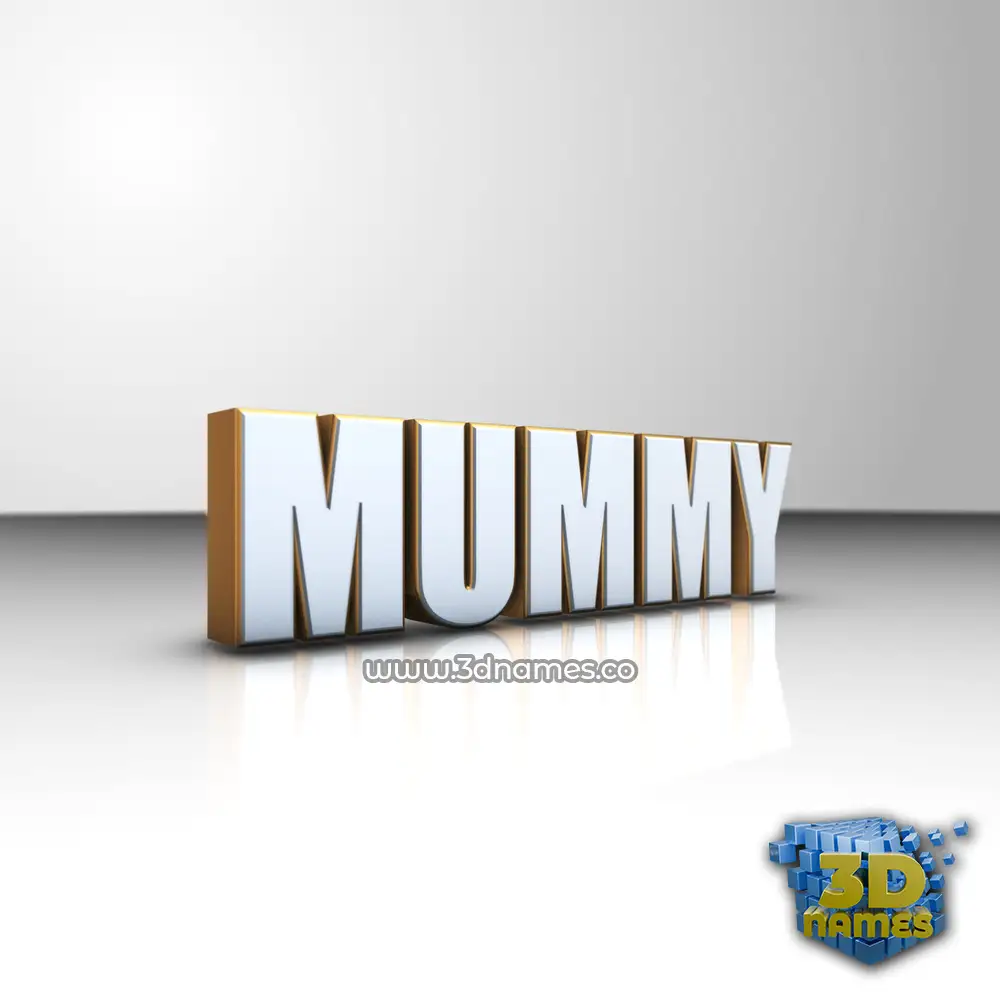 mummy in White'n'Gold style - 3D name wallpaper