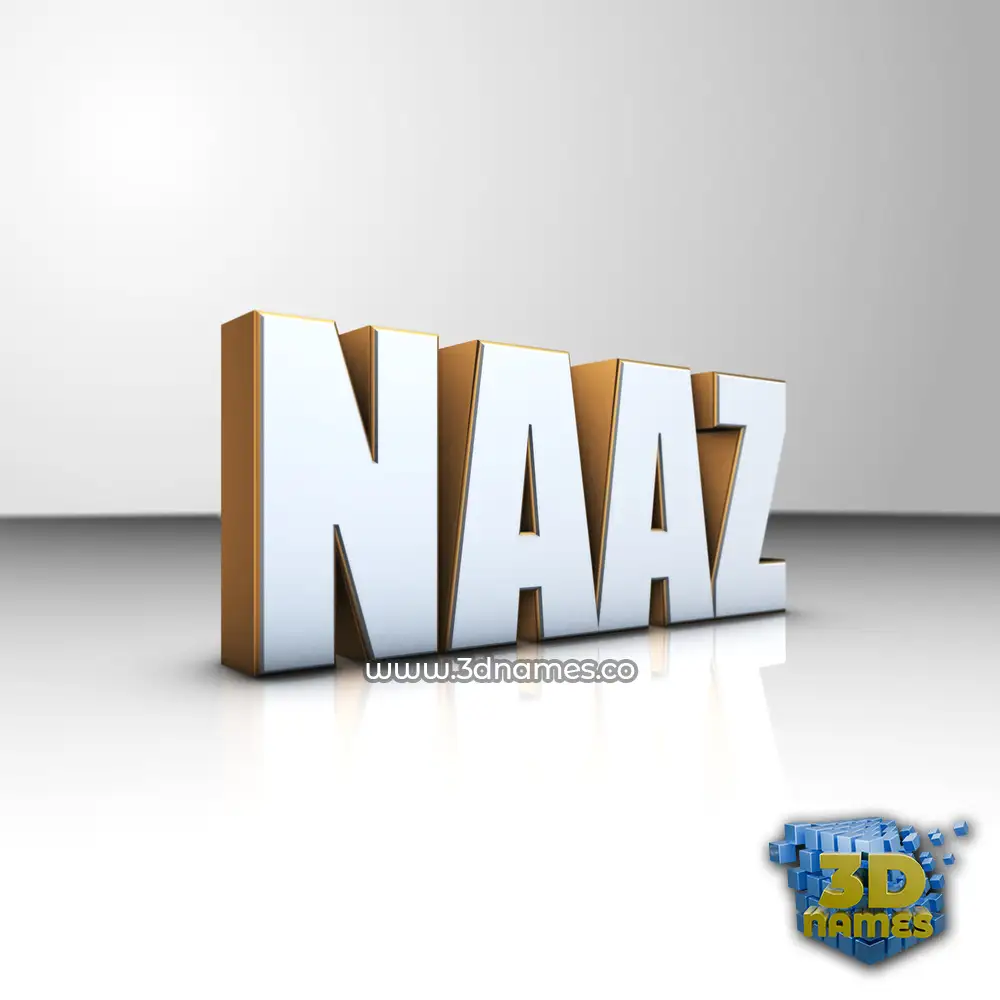 naaz in White'n'Gold style - 3D name wallpaper
