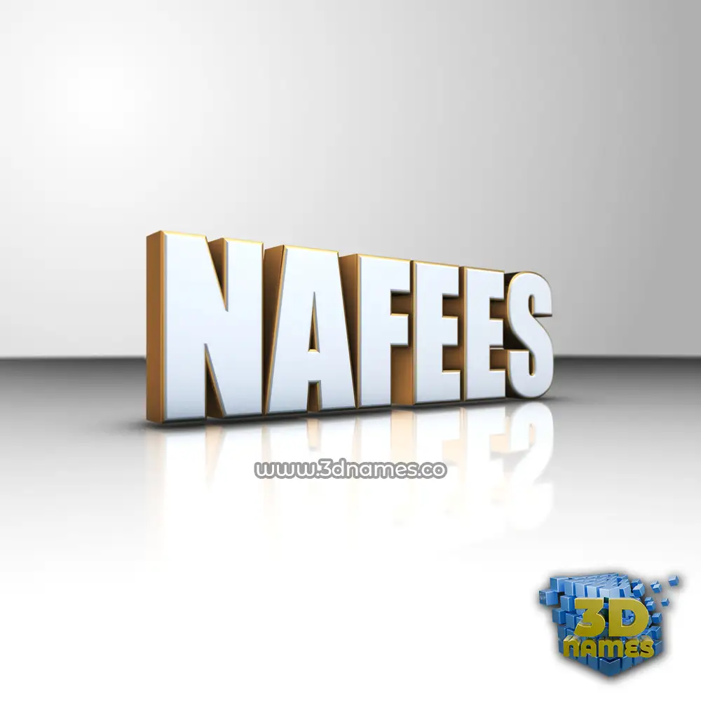 nafees in White'n'Gold style - 3D name wallpaper