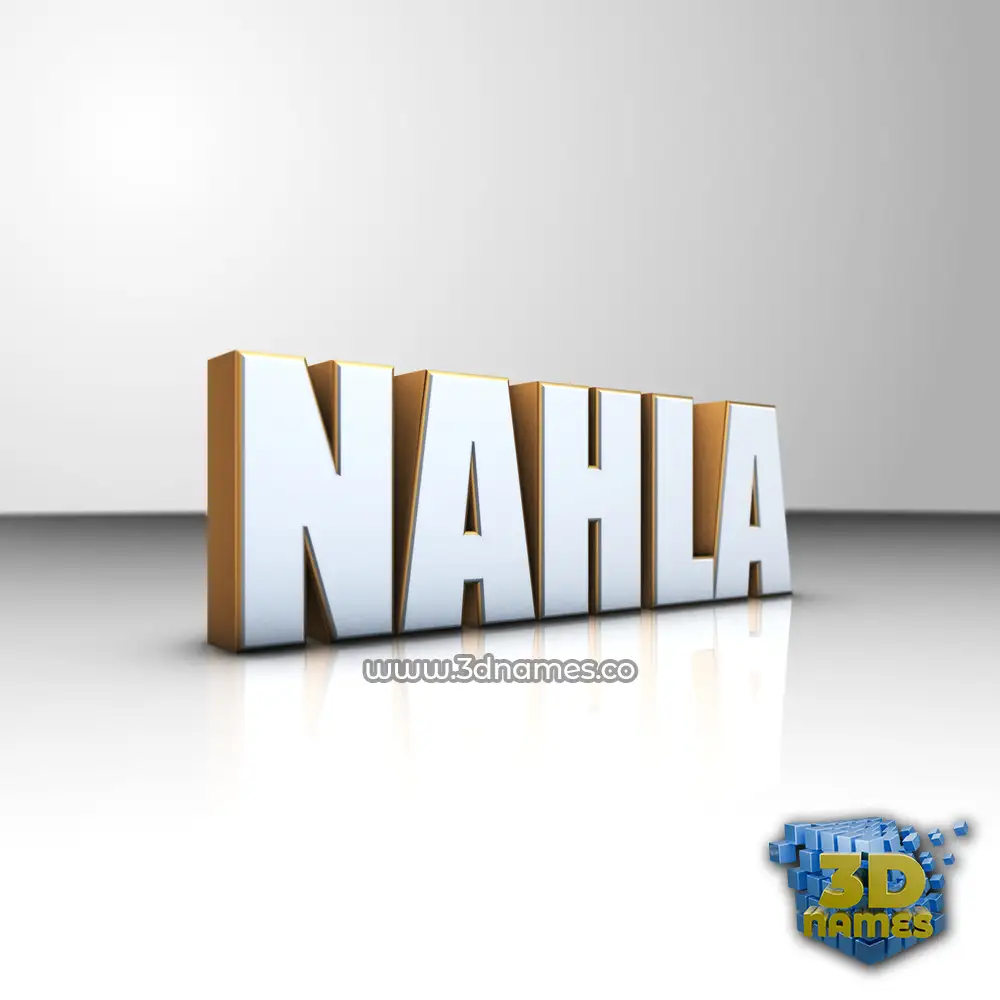 nahla in White'n'Gold style - 3D name wallpaper
