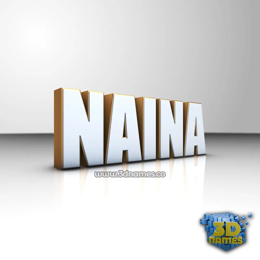 naina in White'n'Gold style - 3D name wallpaper
