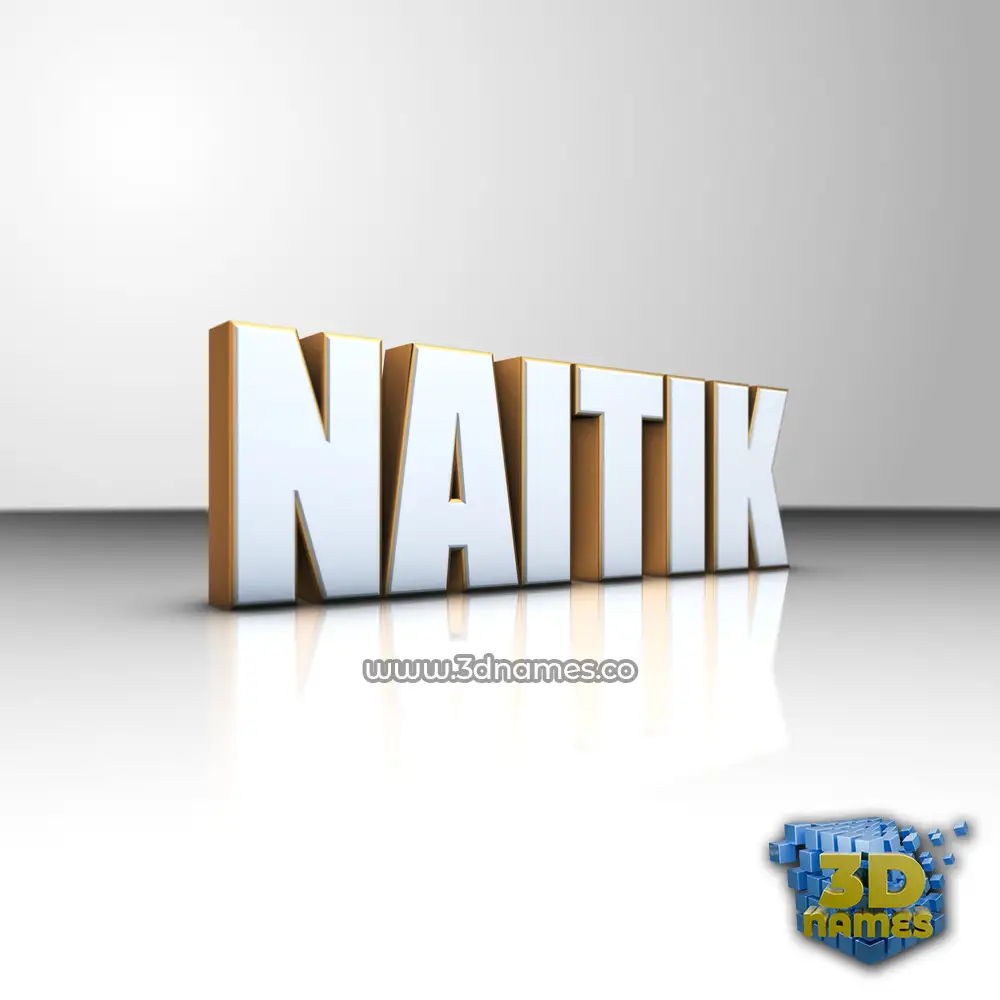 naitik in White'n'Gold style - 3D name wallpaper