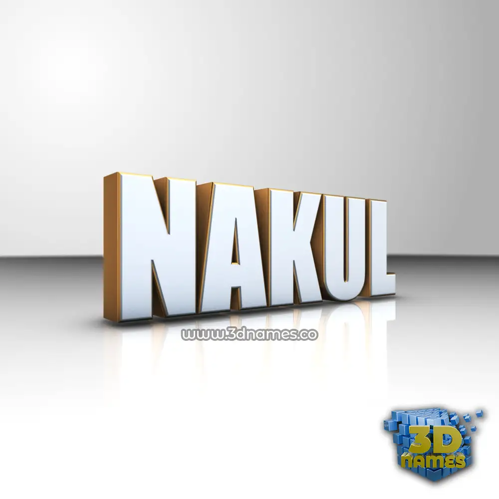 nakul in White'n'Gold style - 3D name wallpaper