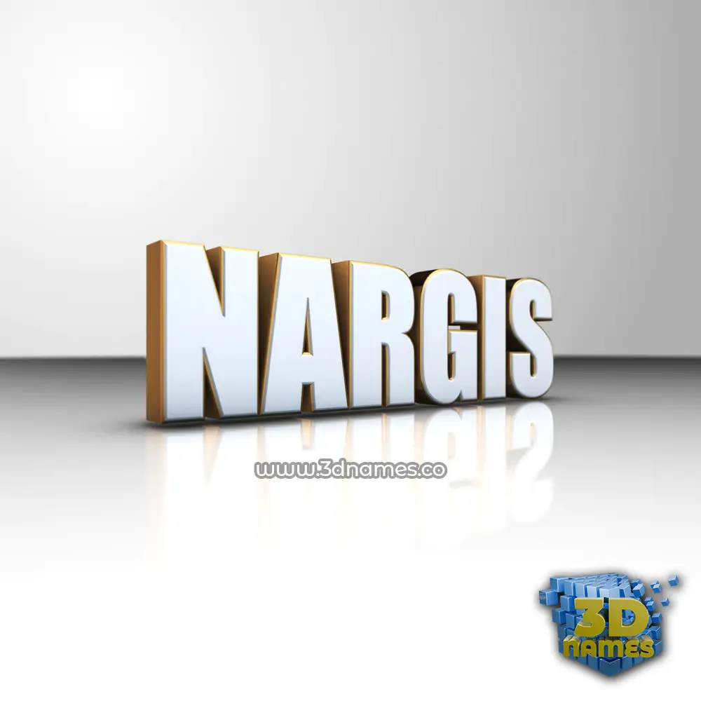 nargis in White'n'Gold style - 3D name wallpaper
