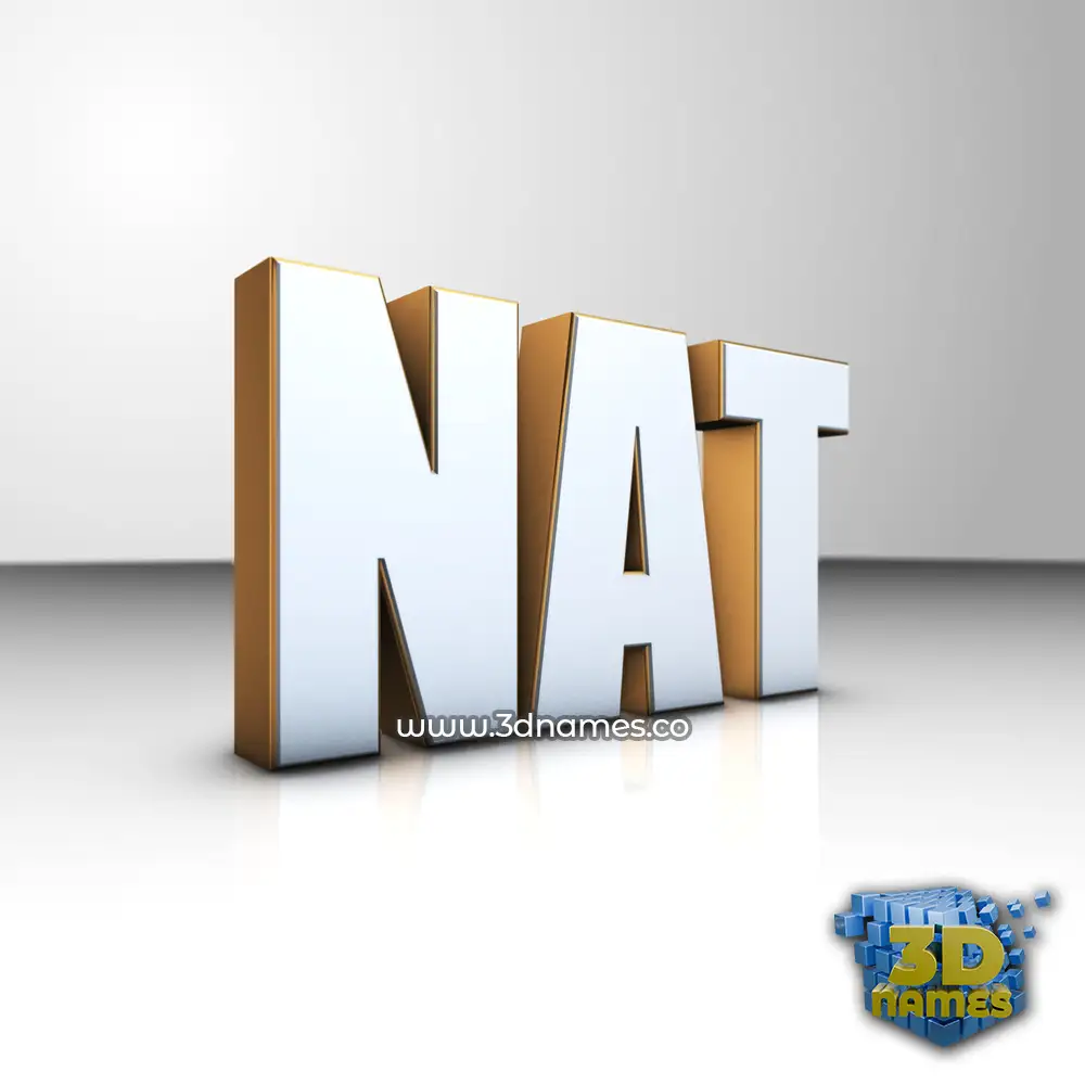 nat in White'n'Gold style - 3D name wallpaper