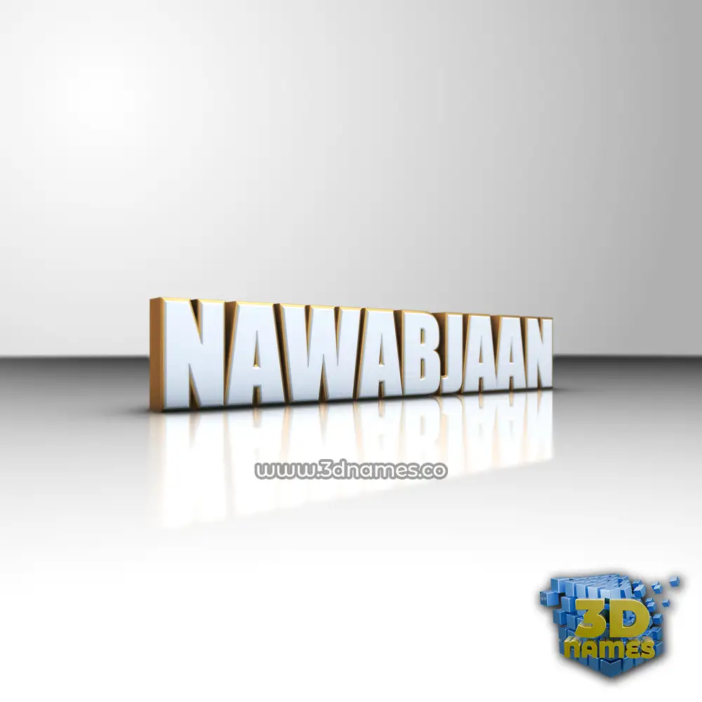 nawabjaan in White'n'Gold style - 3D name wallpaper