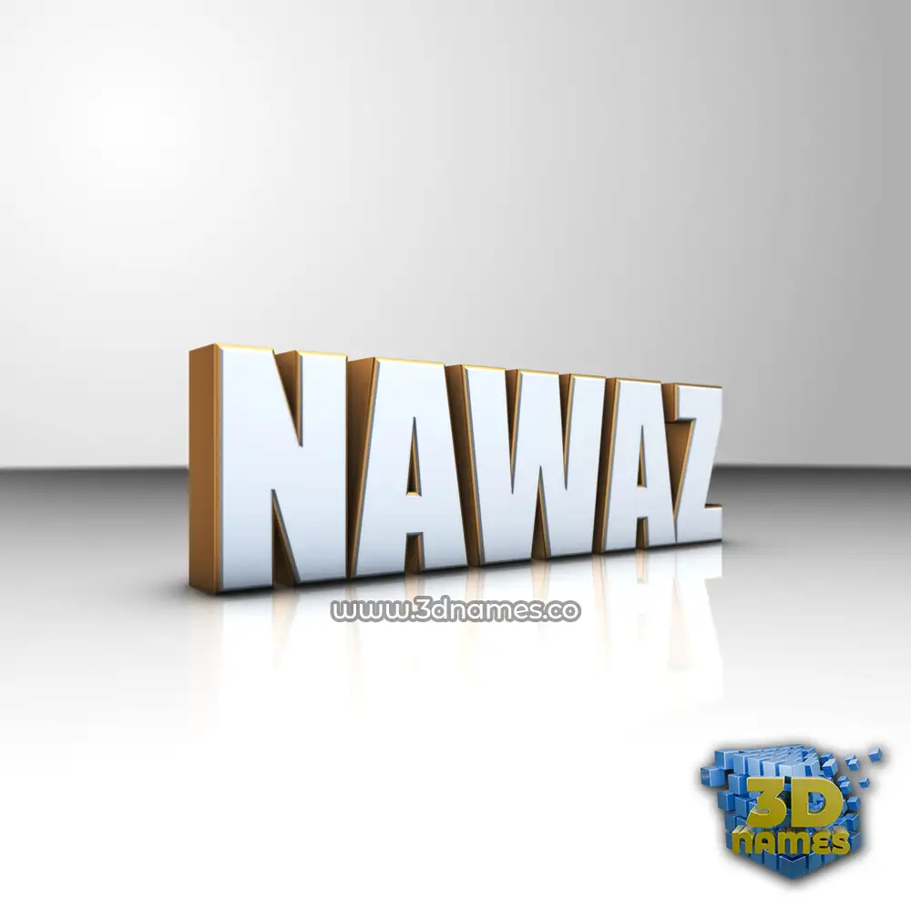 nawaz in White'n'Gold style - 3D name wallpaper