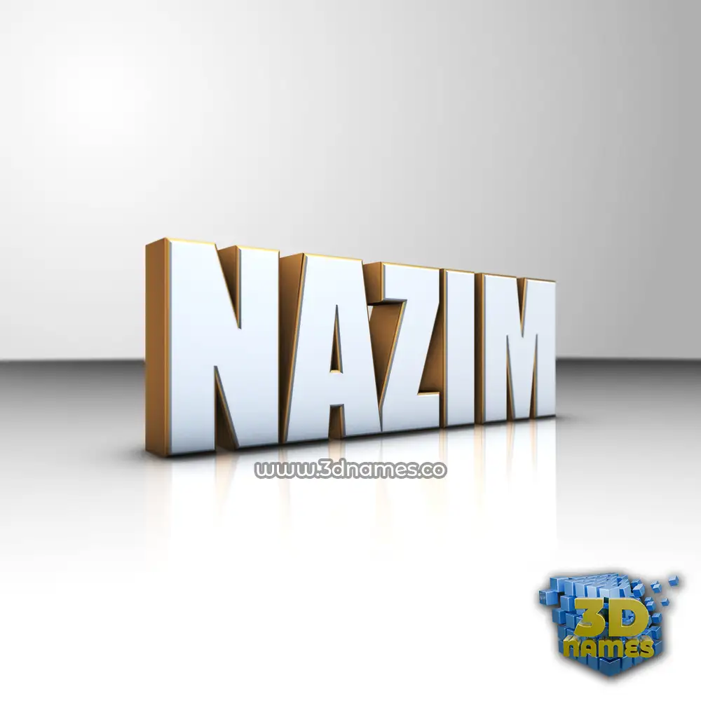 nazim in White'n'Gold style - 3D name wallpaper