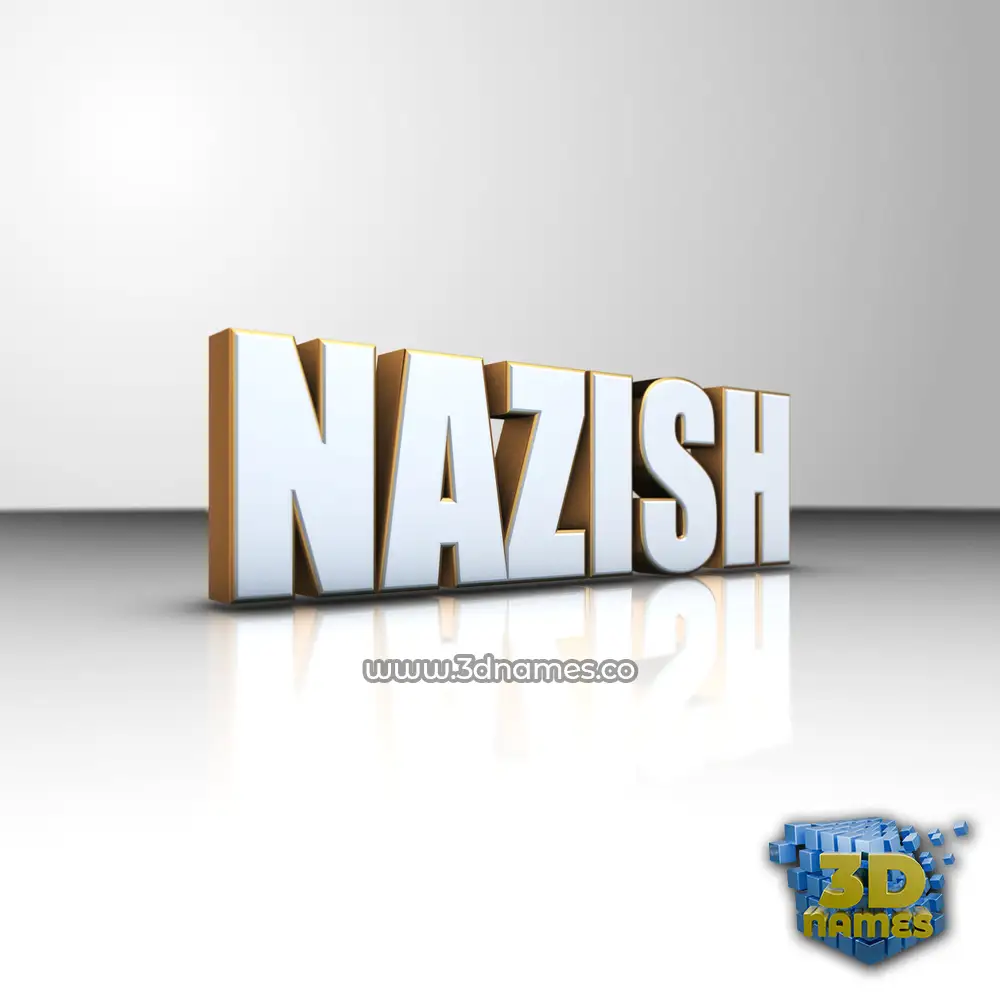 nazish in White'n'Gold style - 3D name wallpaper