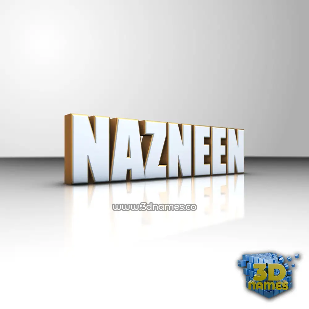 nazneen in White'n'Gold style - 3D name wallpaper