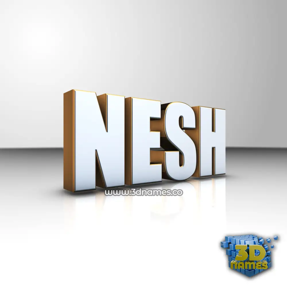 nesh in White'n'Gold style - 3D name wallpaper