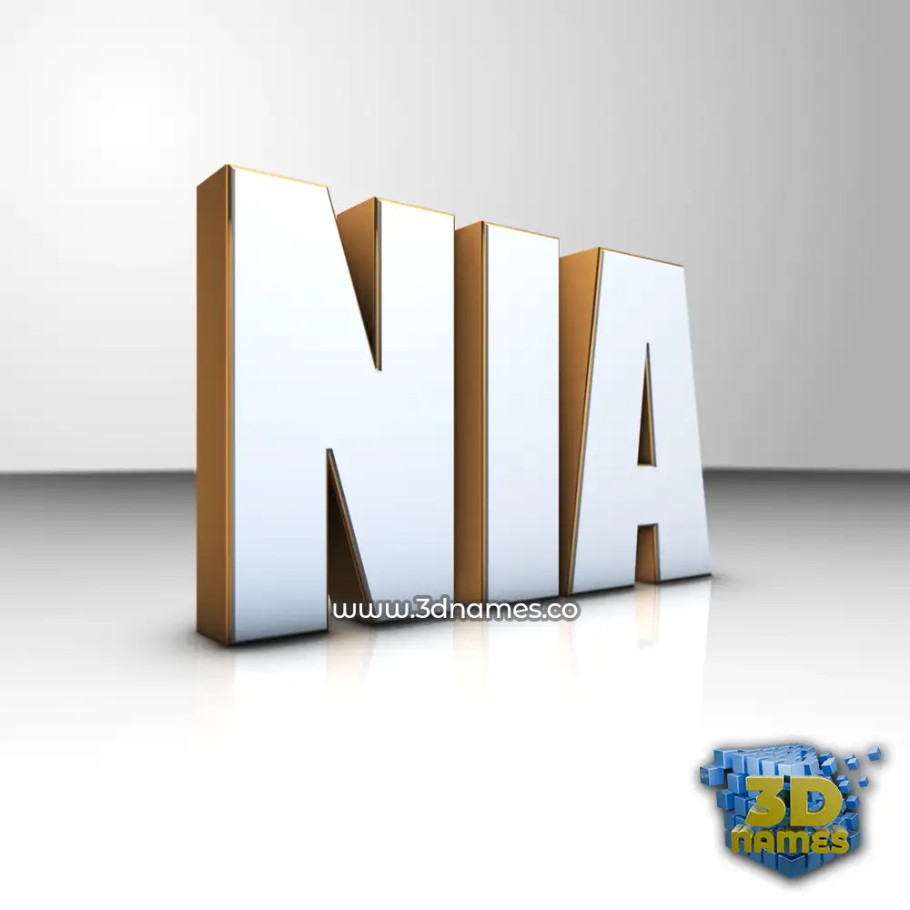 nia in White'n'Gold style - 3D name wallpaper