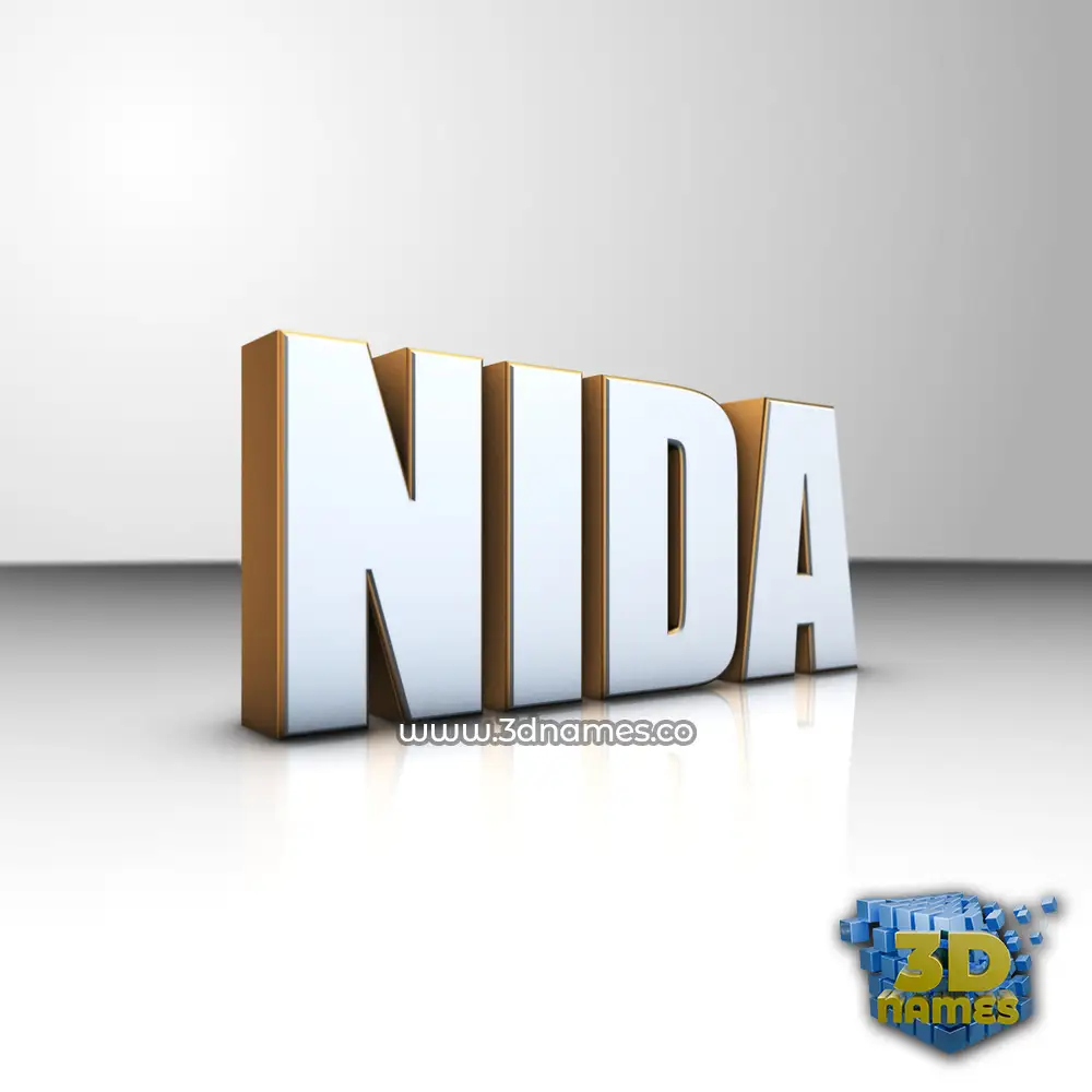 nida in White'n'Gold style - 3D name wallpaper
