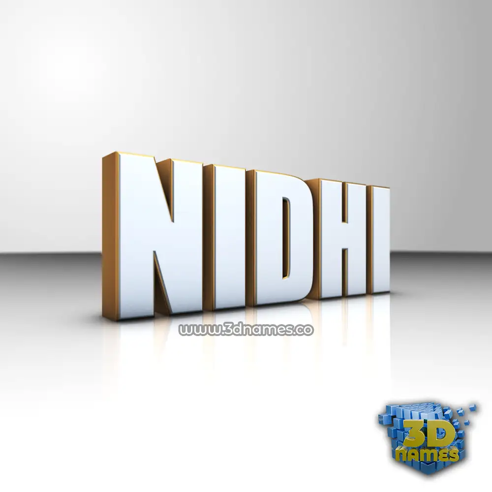 nidhi in White'n'Gold style - 3D name wallpaper