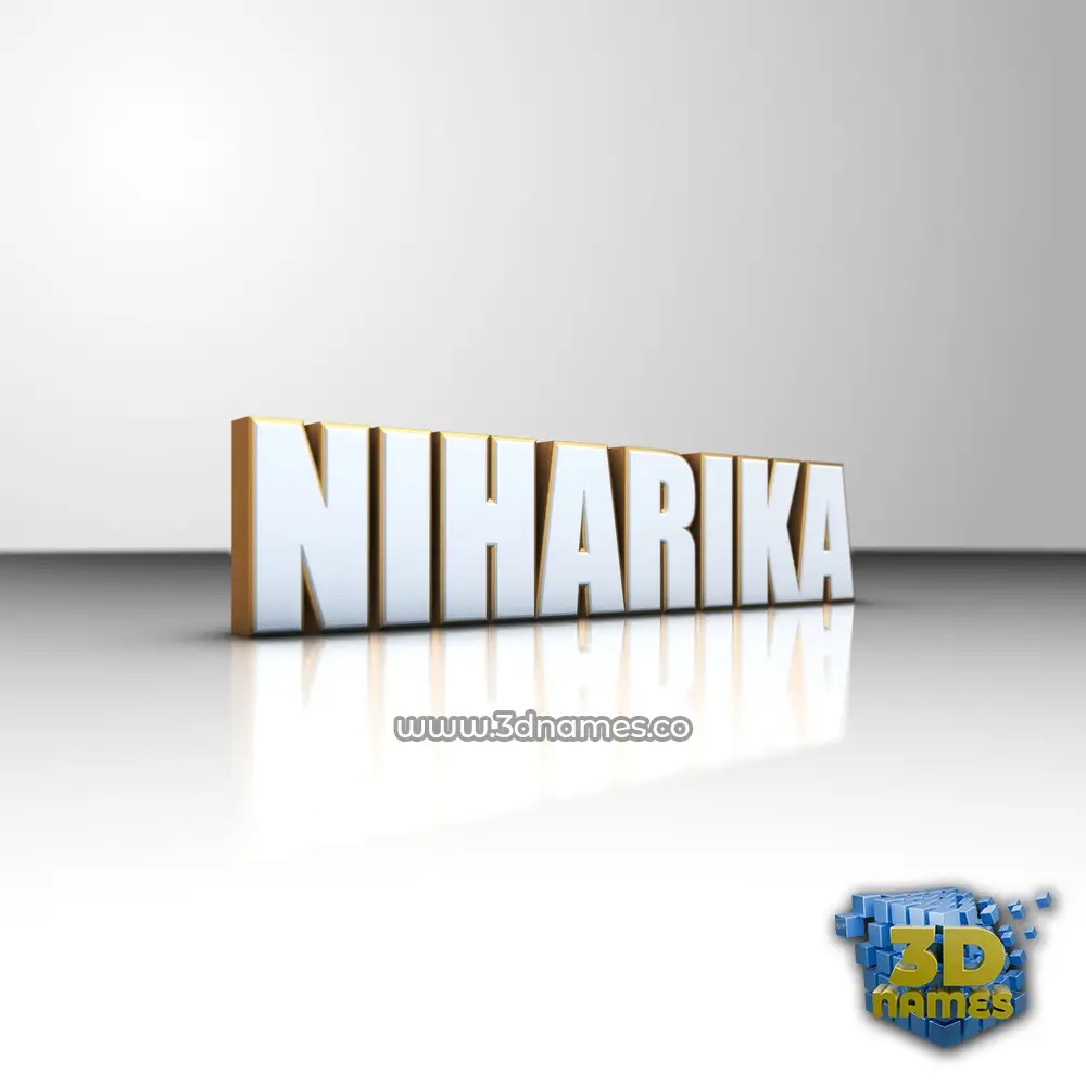 niharika in White'n'Gold style - 3D name wallpaper