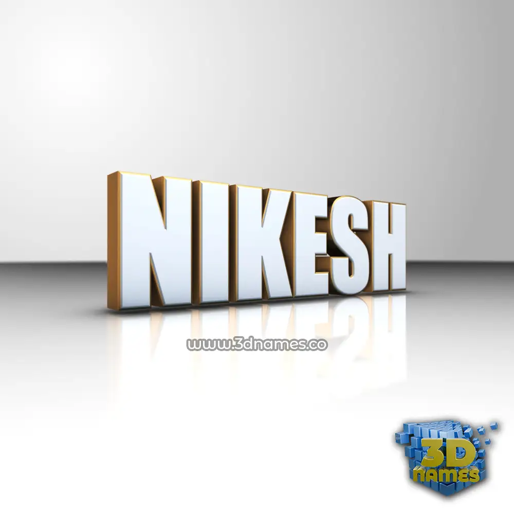 nikesh in White'n'Gold style - 3D name wallpaper