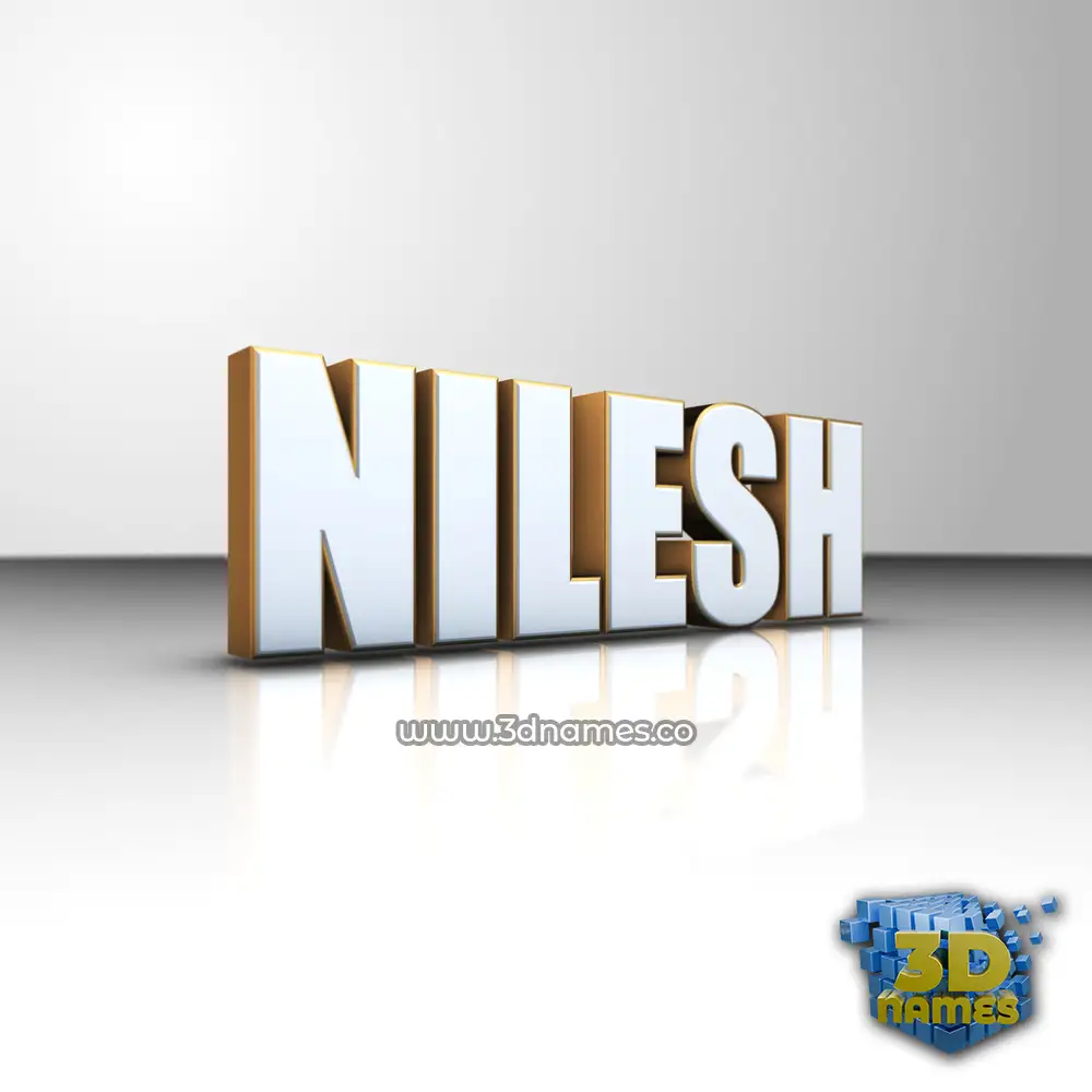 nilesh in White'n'Gold style - 3D name wallpaper