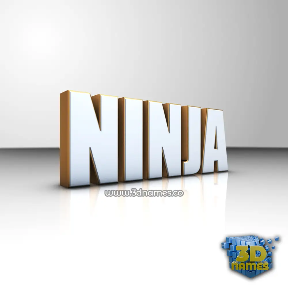 ninja in White'n'Gold style - 3D name wallpaper