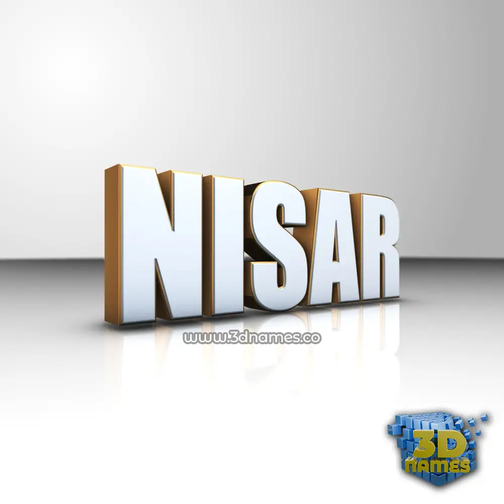 nisar in White'n'Gold style - 3D name wallpaper