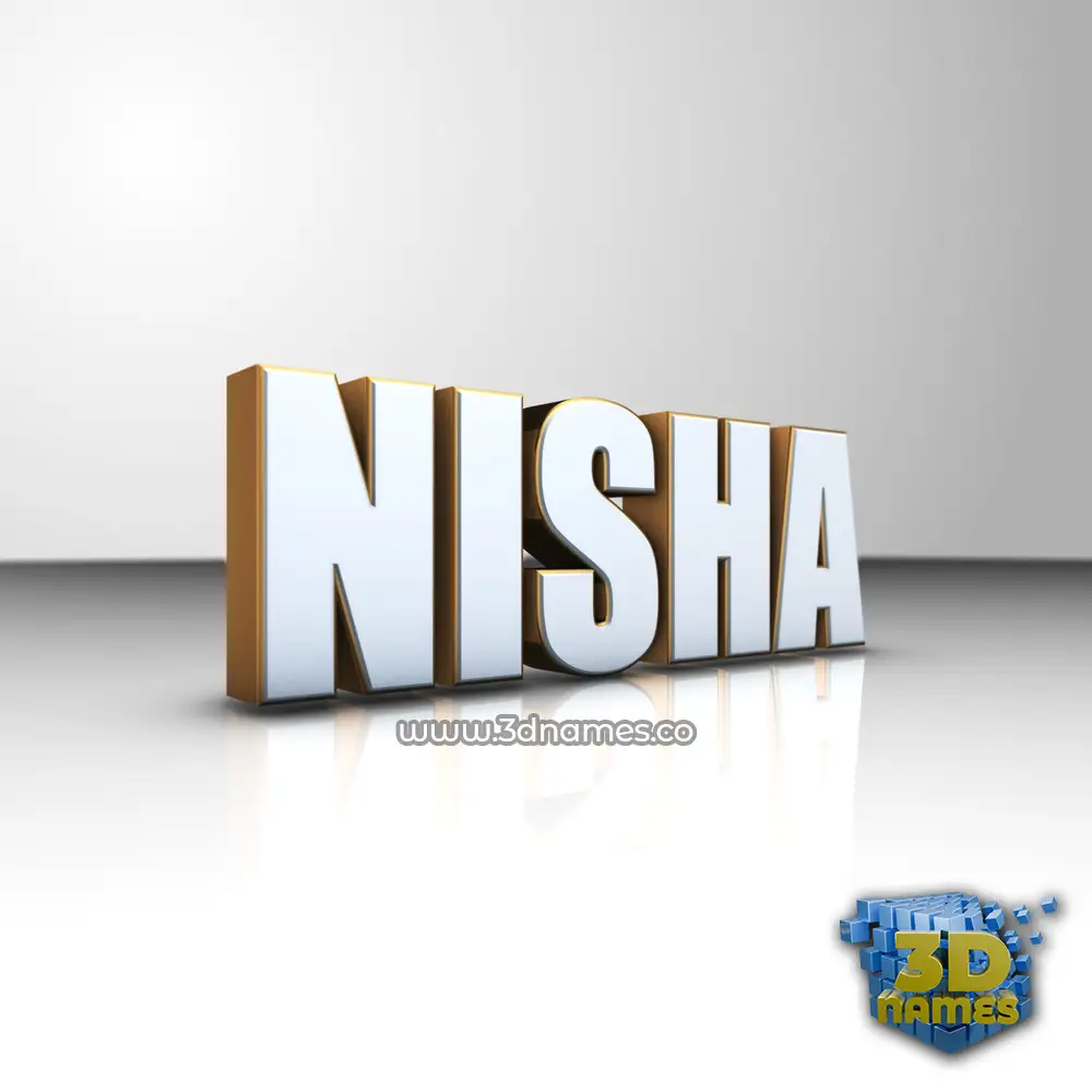 nisha in White'n'Gold style - 3D name wallpaper
