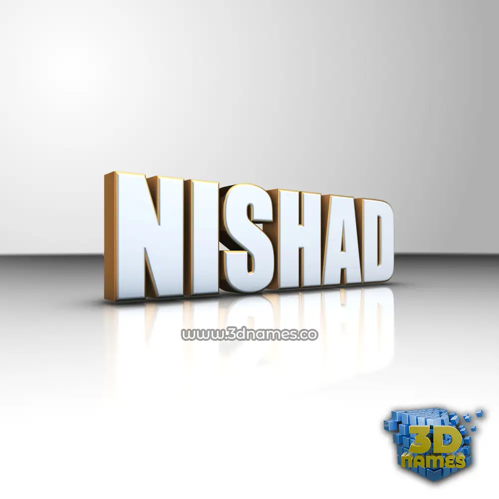 nishad in White'n'Gold style - 3D name wallpaper