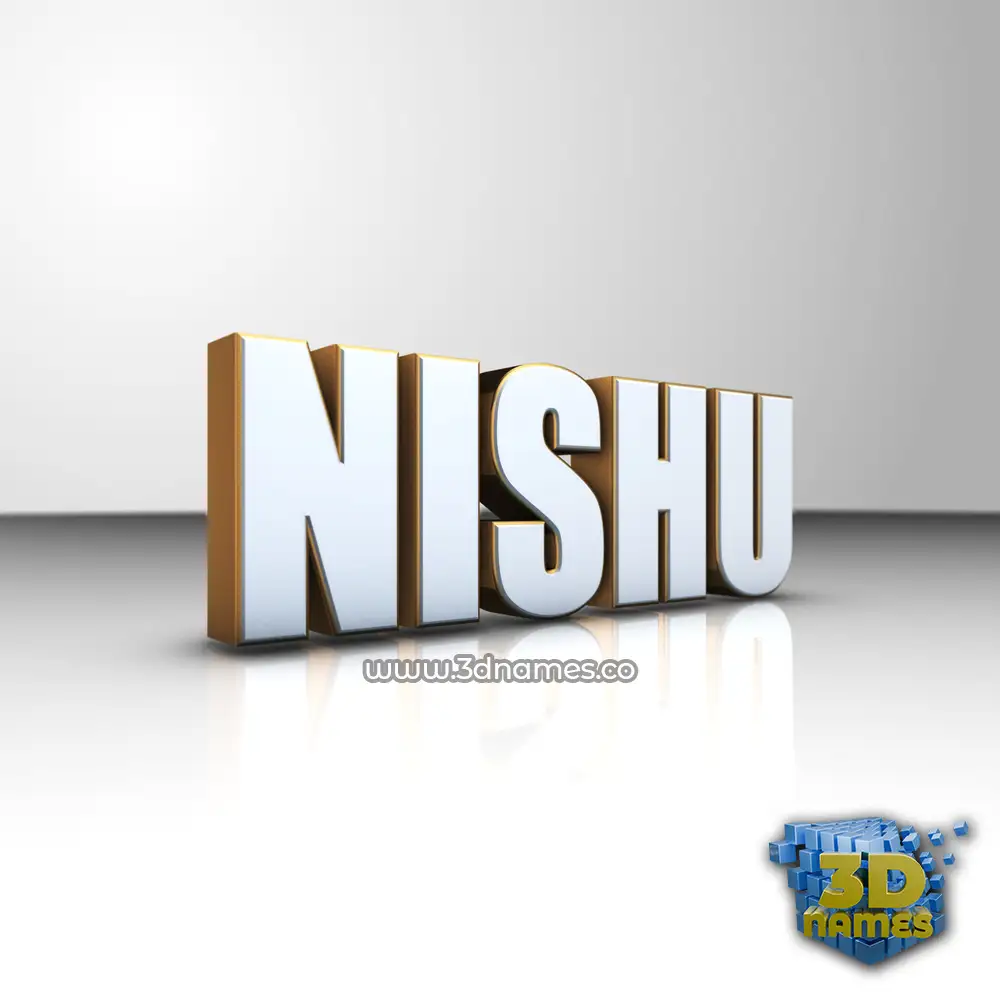nishu in White'n'Gold style - 3D name wallpaper