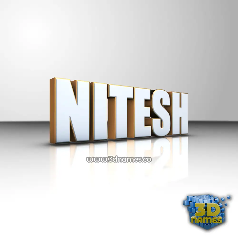nitesh in White'n'Gold style - 3D name wallpaper