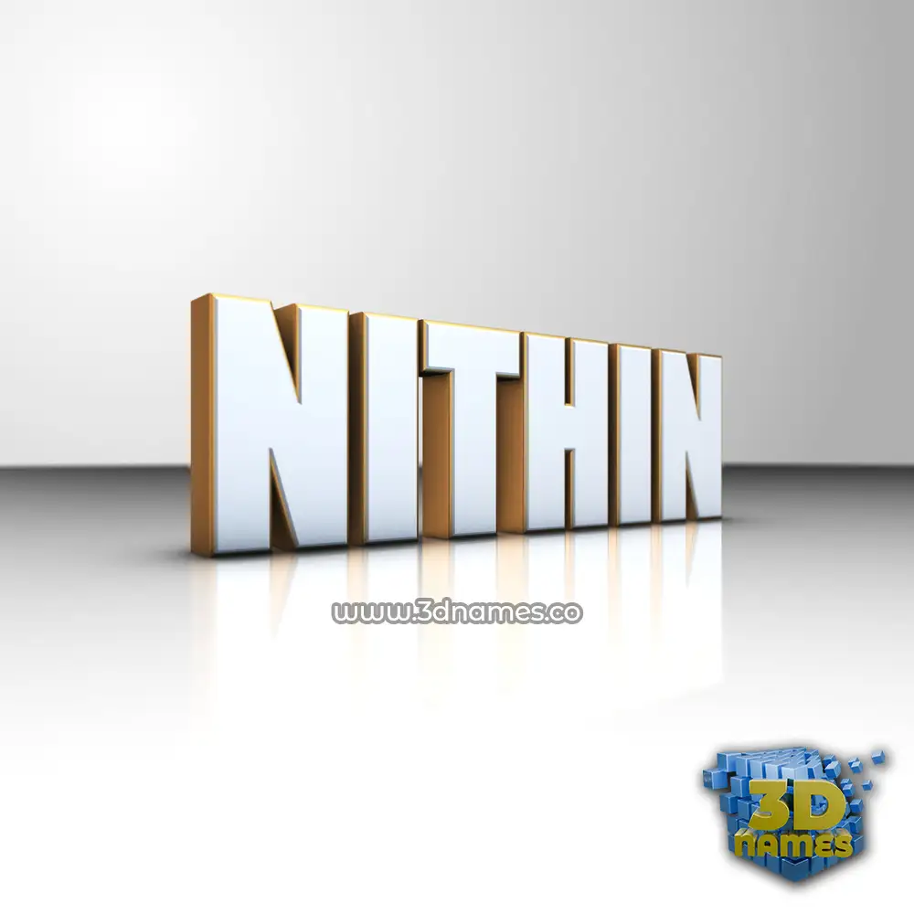 nithin in White'n'Gold style - 3D name wallpaper